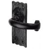 Tudor Colonial Black Iron Curved Lever Short Latch Door Handles