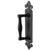 Black Antique Iron Tudor Door Pull Handle on Fleur de Lys Plate 259mm