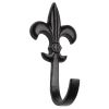 Black Antique Iron Tudor Fleur de Lys Single Coat Hook 102mm