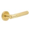 Bari Knurled Lever on Rose Satin Brass Door Handles