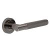 Bari Knurled Lever on Rose Black Nickel Door Handles
