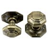 Antique Brass Octagonal Mortice Door Knobs 67mm