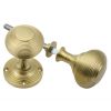Satin Brass Reeded Rim Knobs 53mm