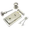 Polished Nickel Rim Lock and Mushroom Rim Knob Set