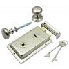 Satin Nickel Rim Lock and Mushroom Rim Knob Set