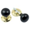 Polished Brass and Ebony Mushroom Door Knobs
