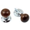 Polished Chrome and Rosewood Mushroom Door Knobs