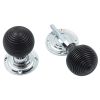 Polished Chrome and Ebony Reeded Door Knobs