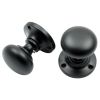 Matt Black Mushroom Mortice Door Knobs 54mm