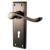 Edwardian Matt Bronze Lock Door Handles