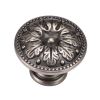 Distressed Pewter Classical Floral Cabinet Knob