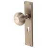 Satin Nickel Beehive Mortice Knob on Lock Plate V9500-SN