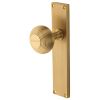 Satin Brass Beehive Mortice Knob on Latch Plate V9510-SB