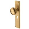 Satin Brass Victoria Knob on Reeded Lock Plate V9200-SB