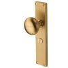 Satin Brass Victoria Knob on Reeded Bathroom Plate V9230-SB