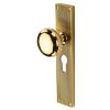 Polished Brass Victoria Mortice Knob on Reeded Euro Plate V9248-PB