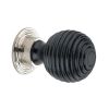 Ebonised Preston Wooden Cabinet Knob Polished Nickel 38mm