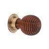 Rosewood Preston Wooden Cabinet Knob Aged Brass 35mm