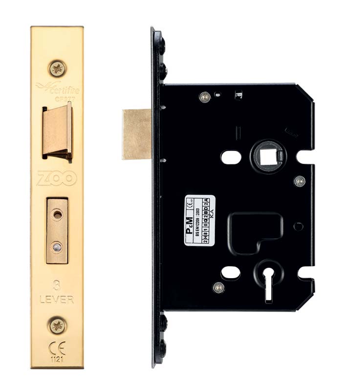 Home Security 3 Lever Mortice Sashlock Brass Face